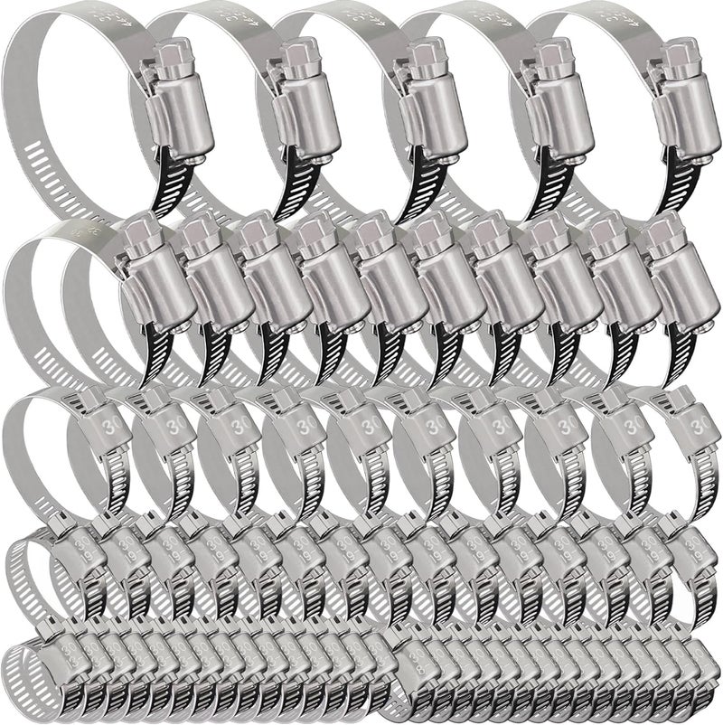 SmaringWing 70 Pack Stainless Steel Hose Clamp Adjustable Assortment Kit, 8-64mm Worm Gear Drive Hose Clamps Metal Fuel Line Pipe Clamps for Plumbing, Tube, Mechanical, Automotive, Garden and Home Applications - Image 1